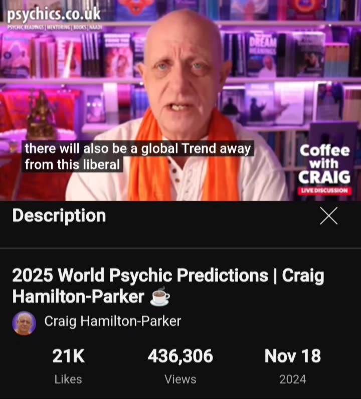 11/18/2024: UK psychic Craig Hamilton Parker 2025 predictions on Canada