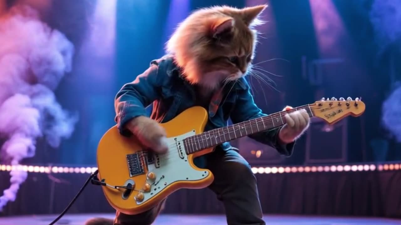 Cats playing hard rock