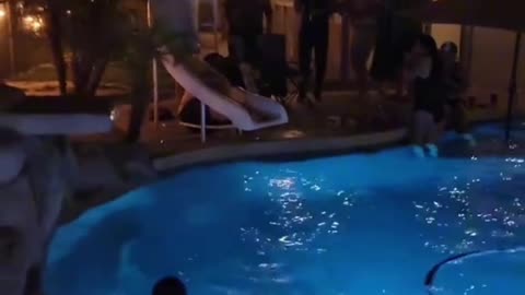 My bro wanted to come down the slide