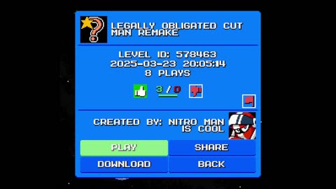Mega Man Maker Level Highlight: "Legally Obligated Cut Man Remake" by Nitro Man Is Cool