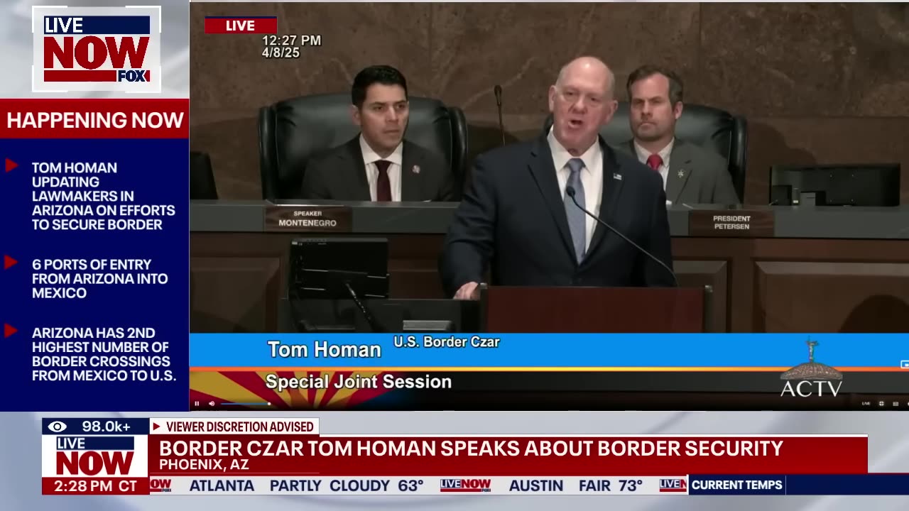Border Czar Tom Homan updates Arizona lawmakers on southern border "DEMONCRAT PARTY OF PEDOPHILES WALK OUT CRINGED AND UNHINGED"