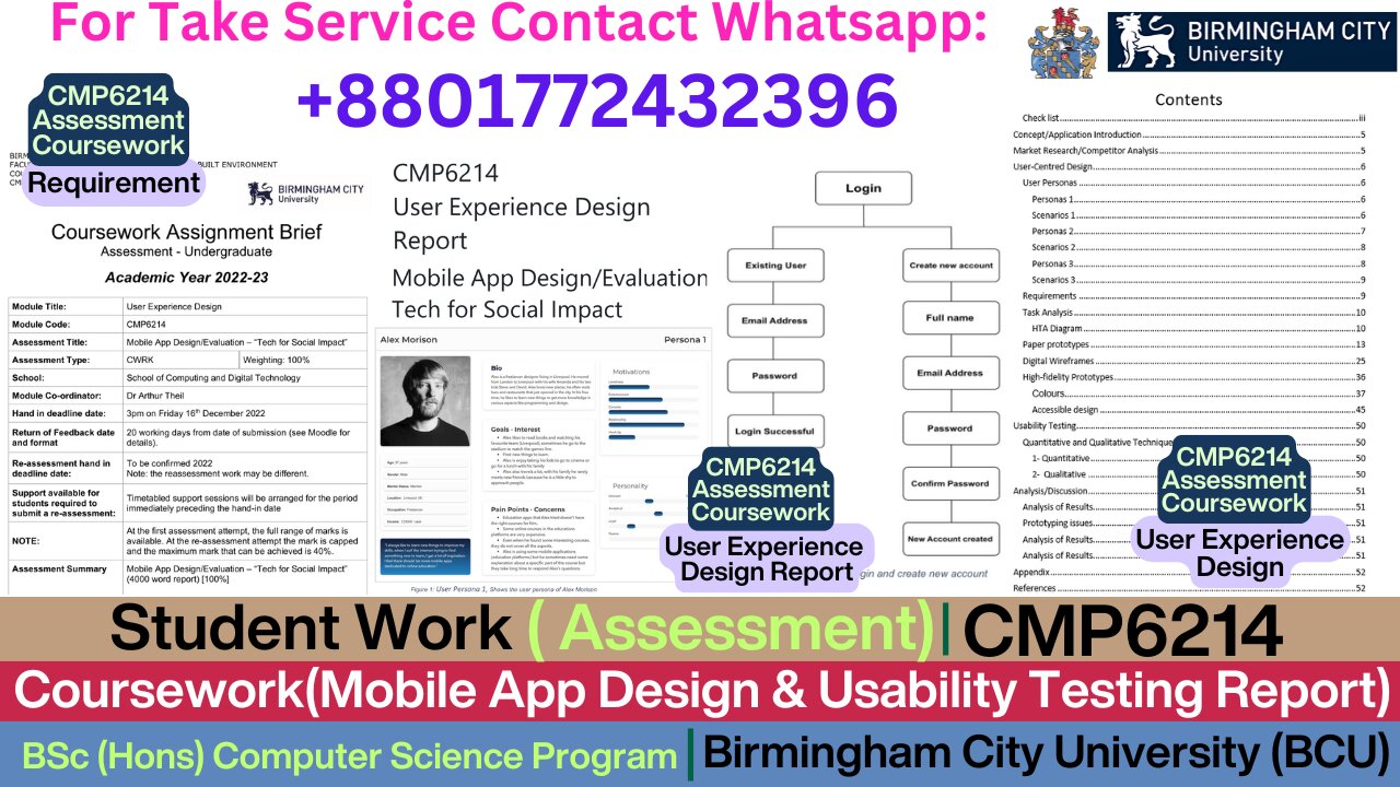 Client Work (Coursework) | CMP6214 UX Mobile App Design & Usability Testing Report | BCU