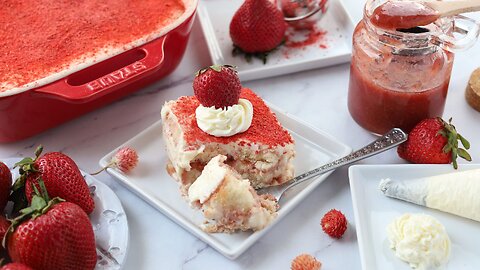 Strawberry Tiramisu with White Chocolate Easy No Bake Dessert!