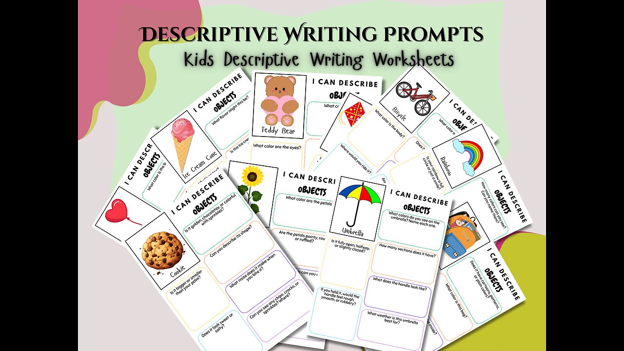 Creative Writing Prompts | Descriptive Writing Prompts | Kids Descriptive Writing Worksheets