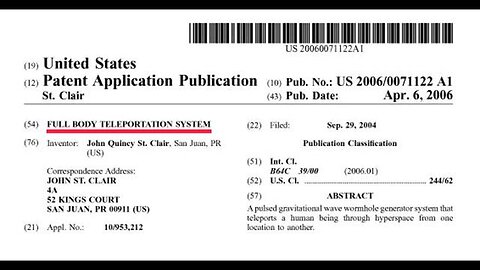 🚨⚠️google patents - US2006/0071122 A1 - full body teleportation system! - LINKS!👀