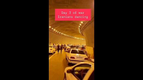 Iranians stuck in traffic inside a tunel singing and dancing celebrating Israel's attack.