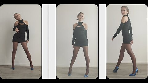TRY ON GLAMOUR MODELING EDITORIAL:Pantyhose, Stockings, Tights, High Heels, Mini Skirt (Vertical 4K)