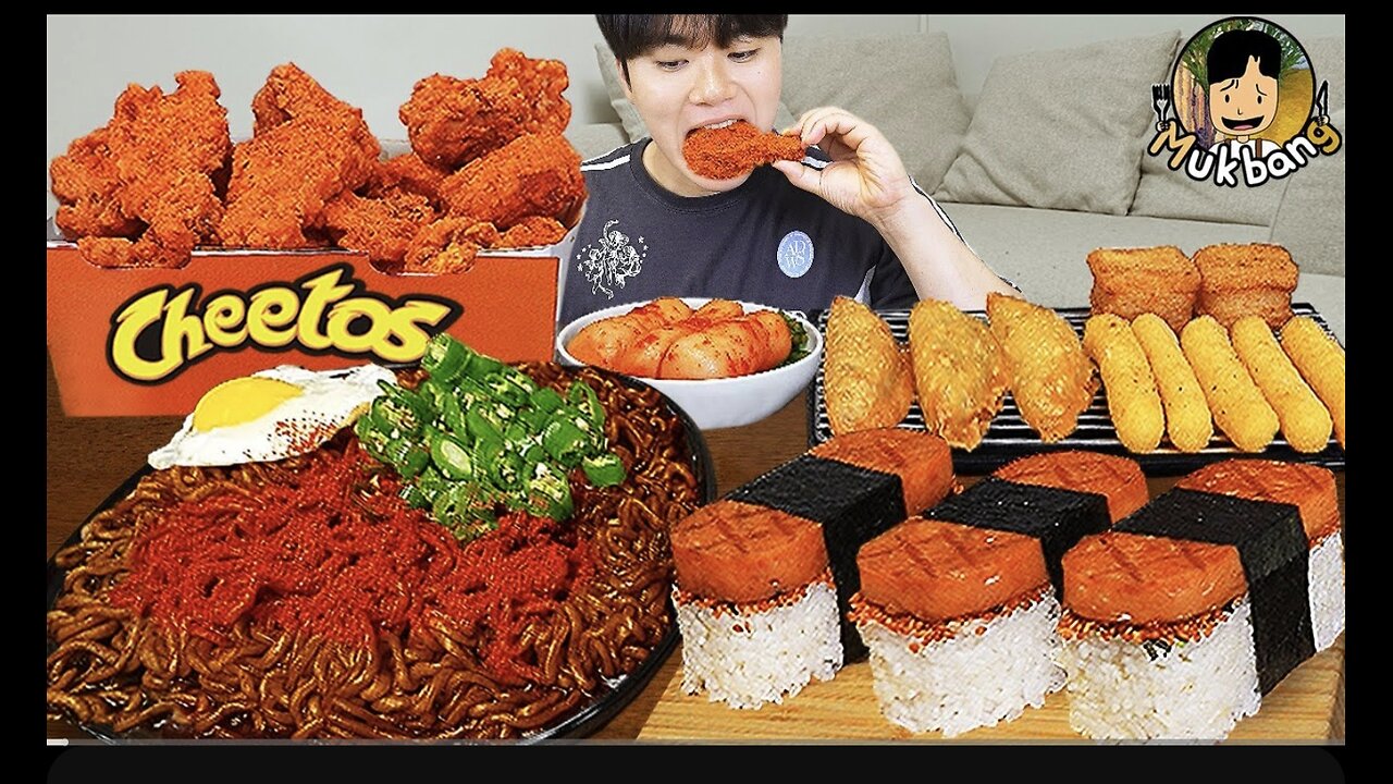 ASMR MUKBANG | CHEETOS Fried Chicken, cheese stick, black bean noodles, Korean Food recipe ! eating