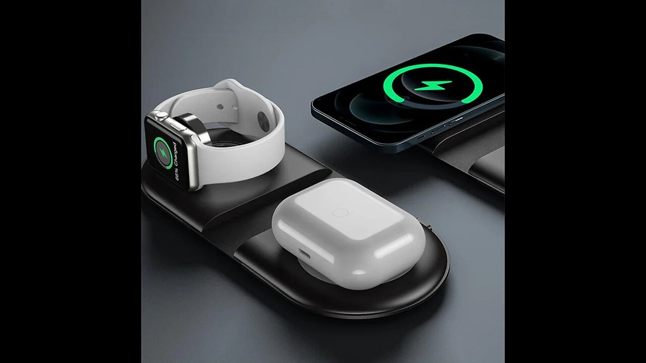 3-in-1 Foldable MagSafe Wireless Charging Station, with 15W Fast Charging, for Android Apple Device