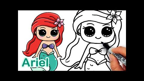 How to Draw Mermaid Ariel Cute and Easy