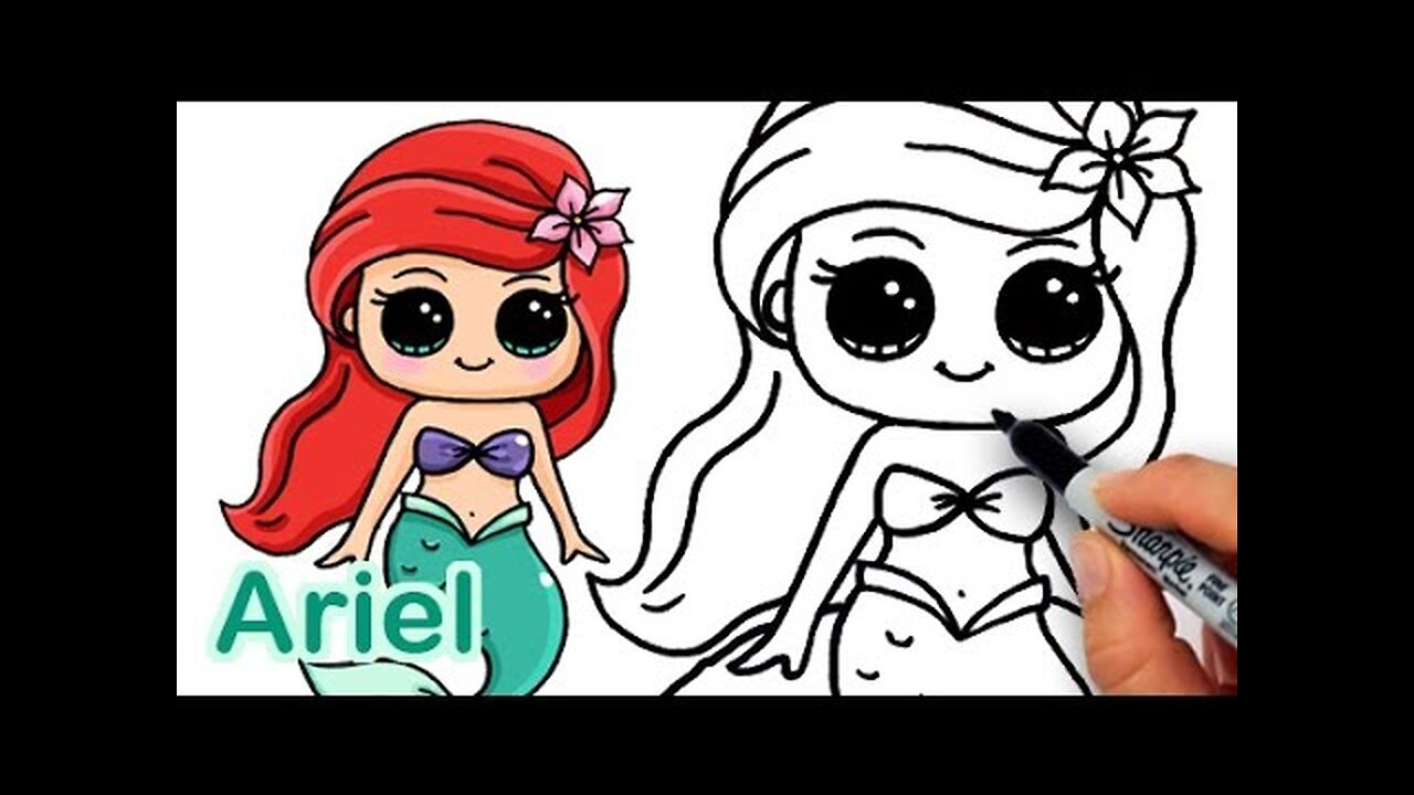 How to Draw Mermaid Ariel Cute and Easy
