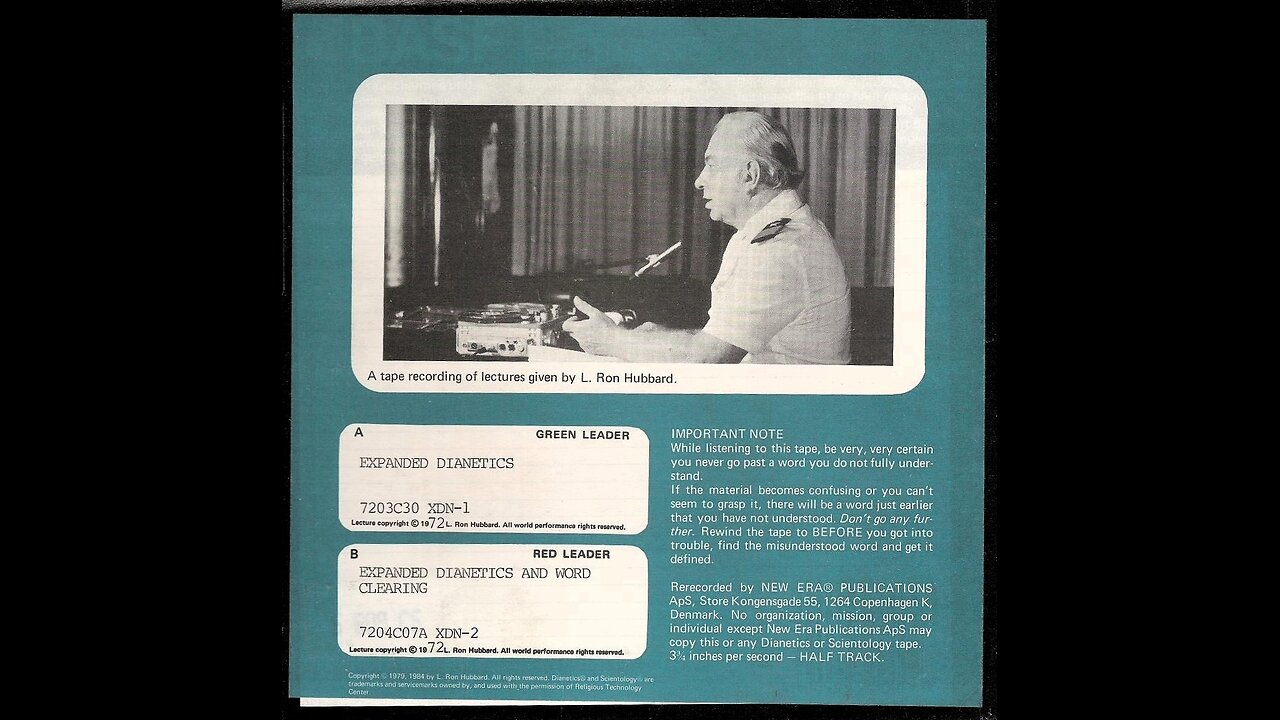 Expanded Dianetics - Tape 30 March 1972 - OCA Test