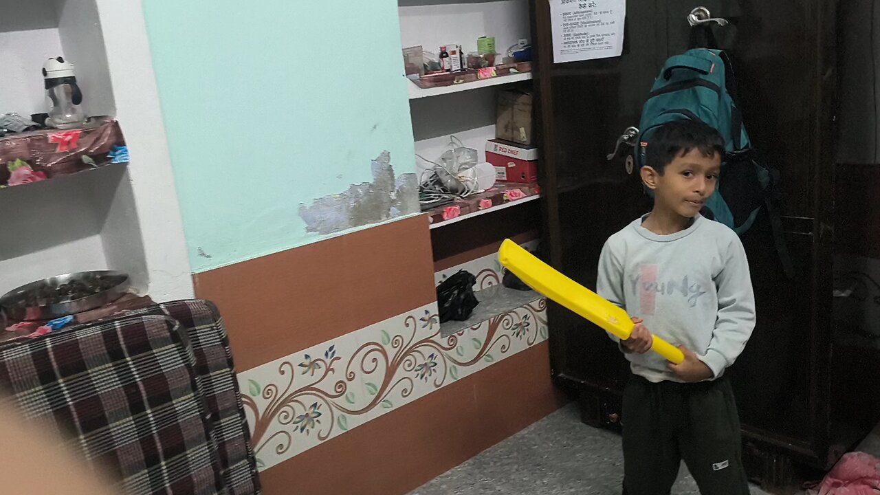 Playing cricket with nephew