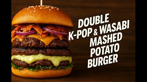 FlavorVille™ Double K-Pop & Wasabi Mashed Potato Burger | Spicy, Creamy, Epic Stack