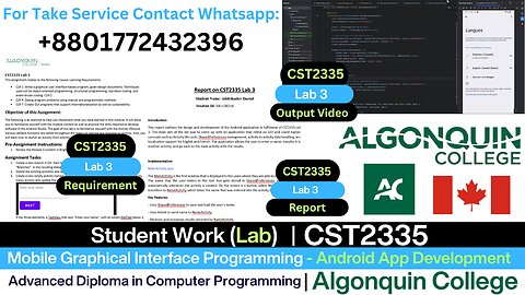 Student Work (Lab) | CST2335 Lab 3 Android App GUI Development | Algonquin College
