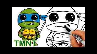 How to Draw Teenage Mutant Ninja Turtle Leonardo Cute step by step