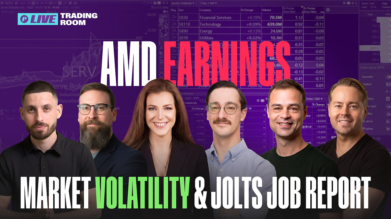 Live Trading: AMD Earnings — Palantir Reaction, JOLTS 10AM, PYPL PFE MSTR | Tomorrow: IONQ ARM APP