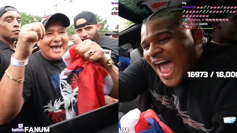 Fanum Randomly Bumps Into His Stepdad at the Dominican Parade