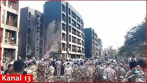 Debris and damaged buildings in Ahmedabad as Air India flight crashes after takeoff