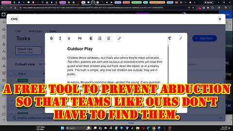 100% FREE - SO CHILDREN DON'T GO MISSING