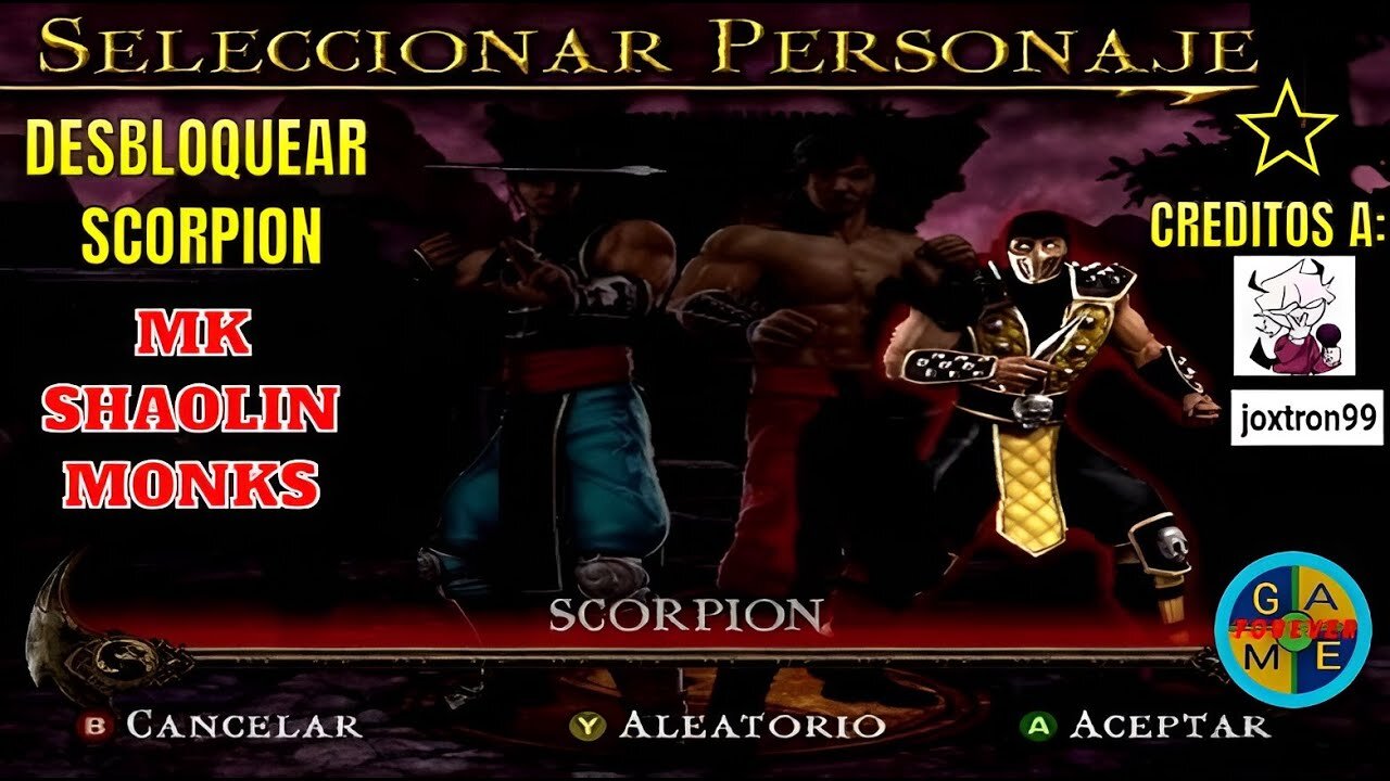 TUTORIAL DESBLOQUEAR SCORPION MORTAL KOMBAT SHAOLIN MONKS - XBOX CLASICO RETROCOMPATIBLE EN XBOX360