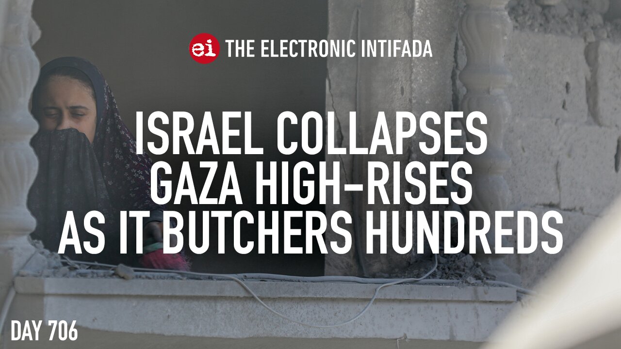 Israel collapses Gaza high-rises as it butchers hundreds, with Nora Barrows-Friedman
