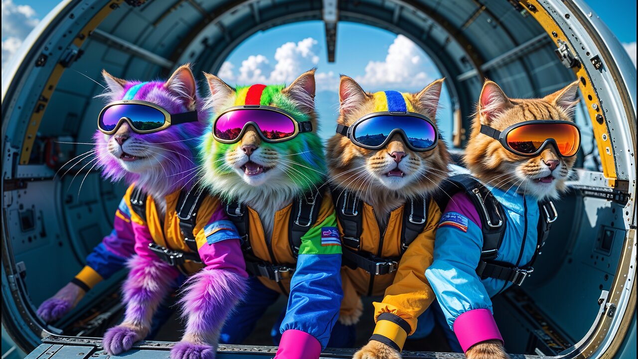 Rainbow Cats Go Skydiving – Cutest Freefall Ever! 🪂🌈 #cat #funnycats #animation