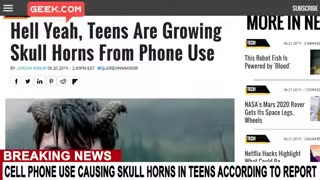 SKULL HORNS DUE TO CELL PHONE USE REPORTED IN TEENS ACCORDING TO SCIENTISTS