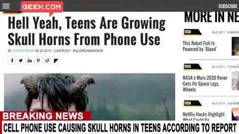 SKULL HORNS DUE TO CELL PHONE USE REPORTED IN TEENS ACCORDING TO SCIENTISTS
