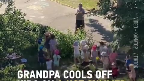 🌞💧 Ukraine Russia War | Heartwarming Footage of Grandfather Cooling Kids Amid War | RCF
