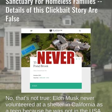 Fact Check: FAKE Article About Elon Musk Building Hope Haven Sanctuary For Homeless -- Clickbait