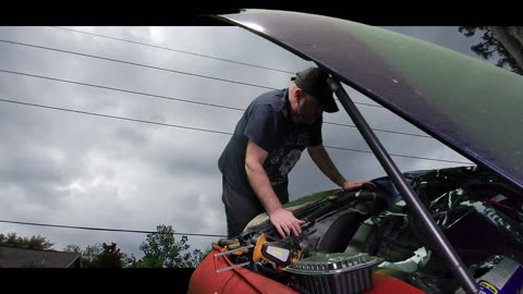 Belts and radiator Installation and a beautiful sky