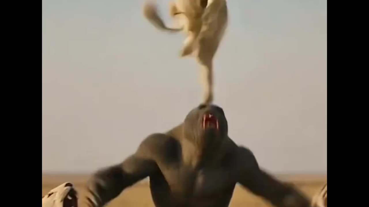 Gorilla and lions