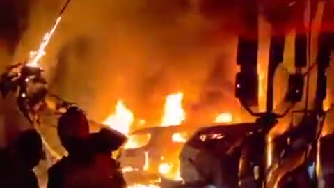 Numerous fires are burning at the impact site in Haifa, Israel.