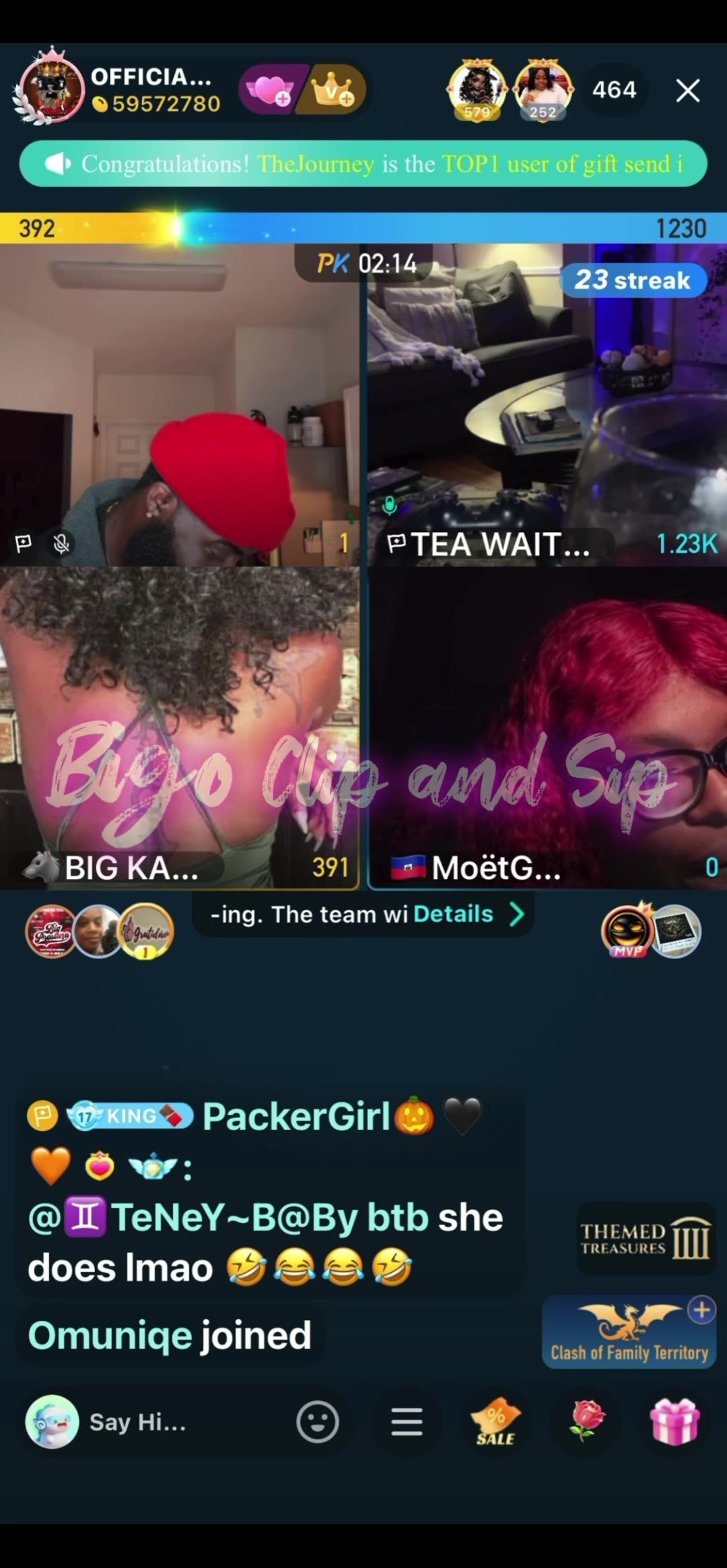 Team PK Moet Citizen ft Tea Waitress vs Big Kahuna 11/1/25 #bigoclipandsip