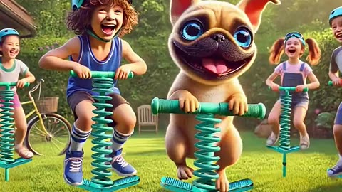 Heartwarming Cute Dog! From Shy to Making New Friends, The Magic of Pogo Stick Friendship! ❤️🐶
