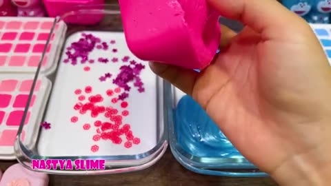 PINK vs BLUE Mixing random into GLOSSY SLIME Satisfying Nastya Slime_part1