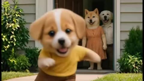 Puppy take care Baby's happiness