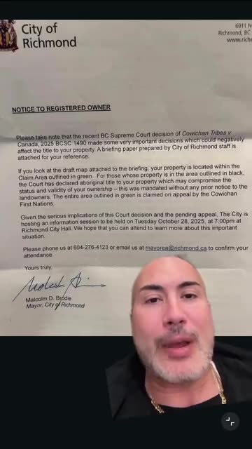 This letter, means that there's property, claimed by First Nations, which may no longer be yours.