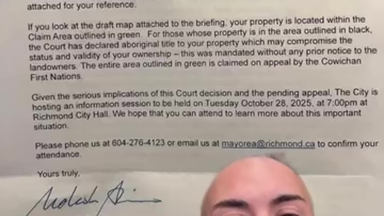 This letter, means that there's property, claimed by First Nations, which may no longer be yours.