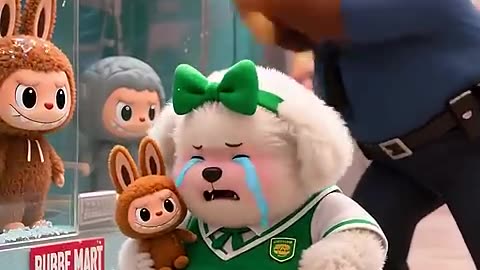 How cute the dog that likes Labubu is!