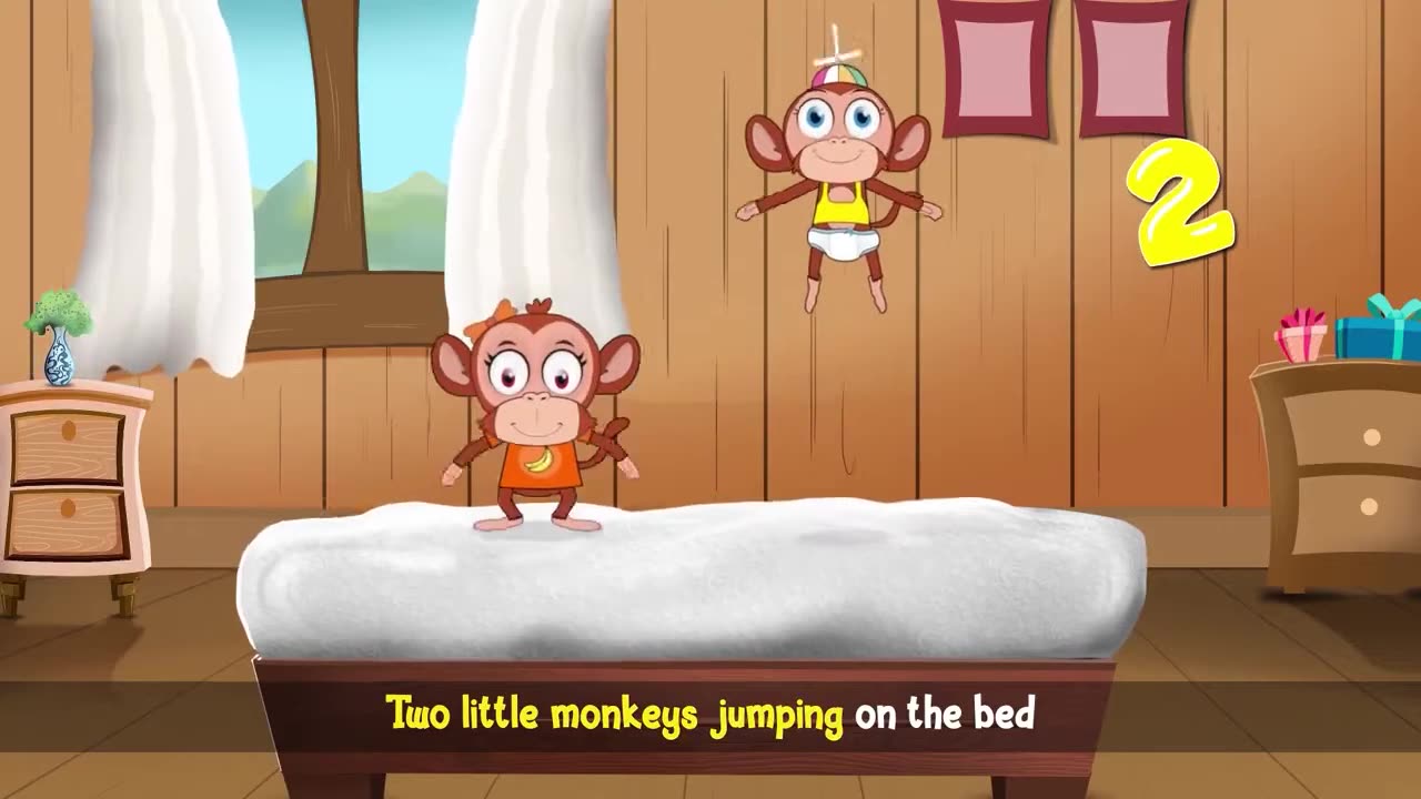 five little monkeys \ nursery kids rhymes in english with lyrics