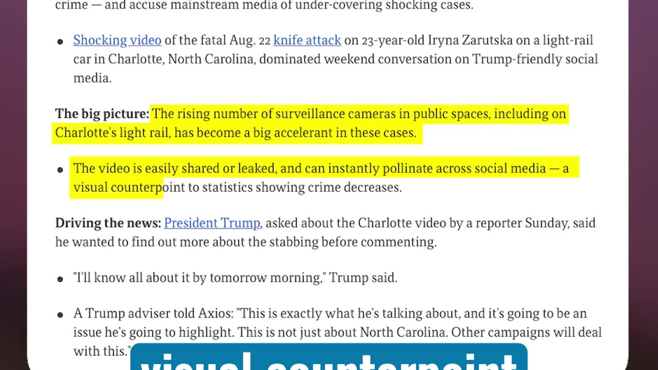 Axios’ Post-Charlotte Stabbing Analysis: The Problem Is There are Too Many Cameras in Public Spaces