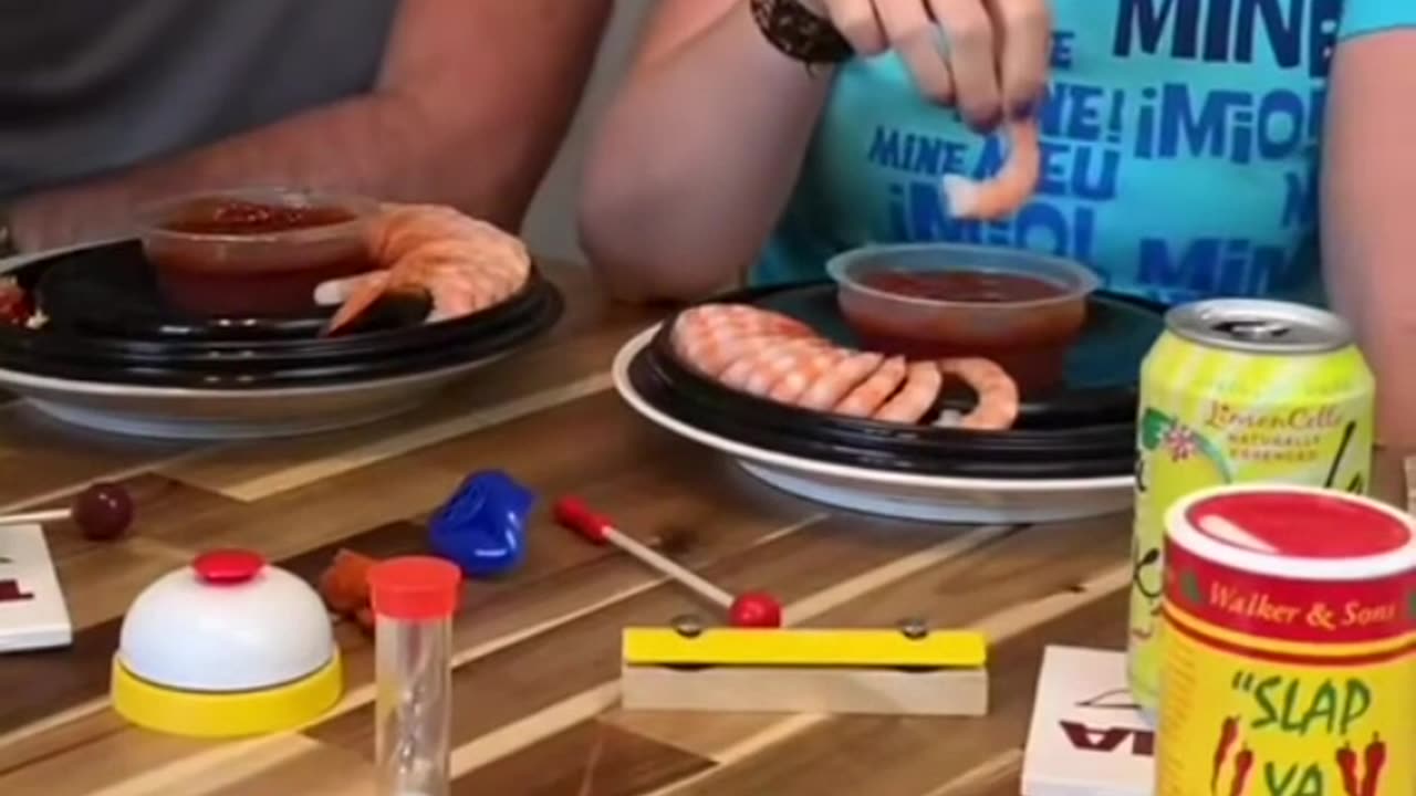 we race to see who can finish the shrimp ring first