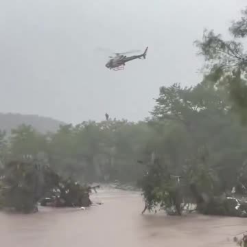 Helicopters are rescuing missing children from flash flooding deadly storm
