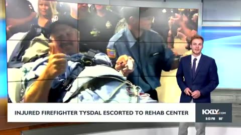 Injured firefighter Tysdal escorted to rehab center