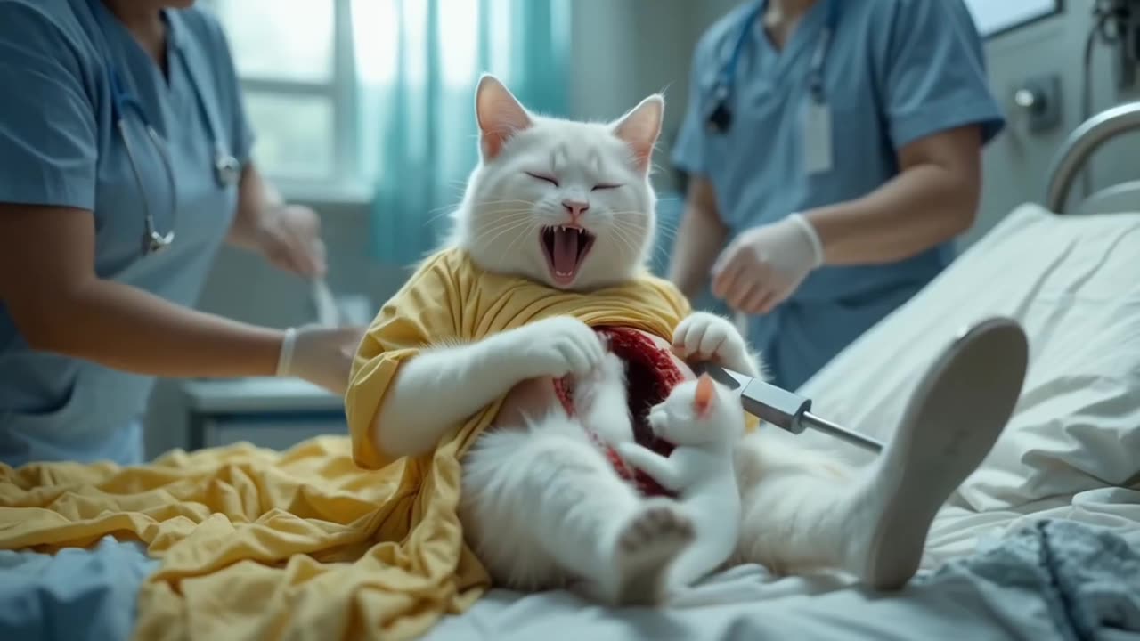 Cat Pregnant Mom with Kitten