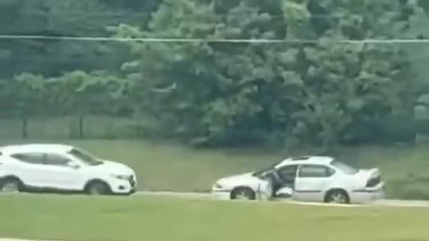 Person hospitalized after shootout.