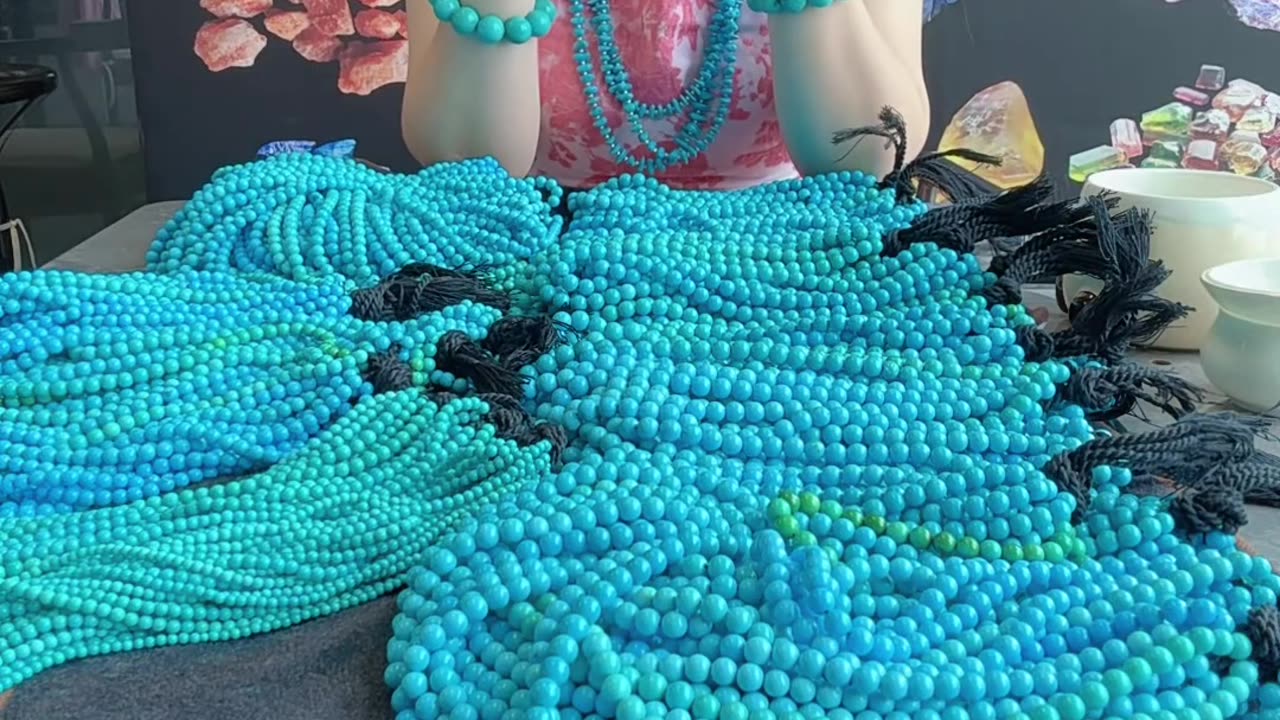 250526-8 Turquoise Bead String: Wear Stars and Ocean Around Your Neck