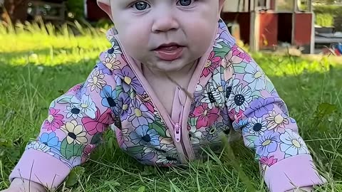 baby kayla’s joyful playtime in the grass! 🌿 pure cuteness